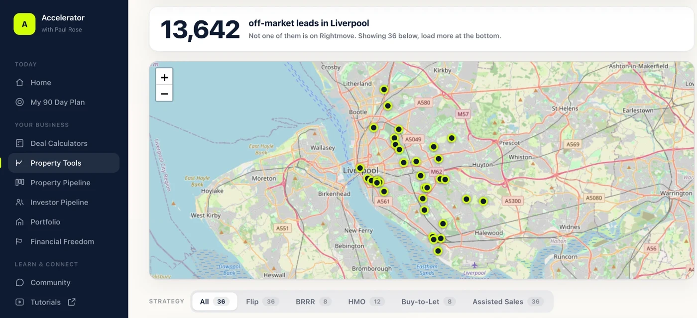 The Off-Market Deal Finder mapping leads across Liverpool